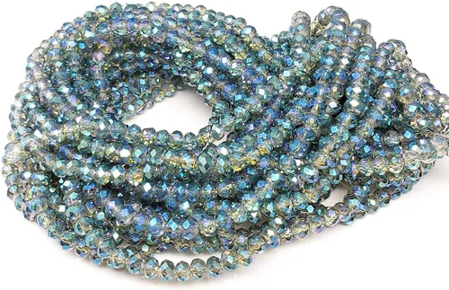 Miniatura 56 de Cuentas de vidrio Rondelle de 0.079 in para hacer joyas, cuentas espaciadoras de Briolette Crytal facetadas para pulseras, collares, aretes