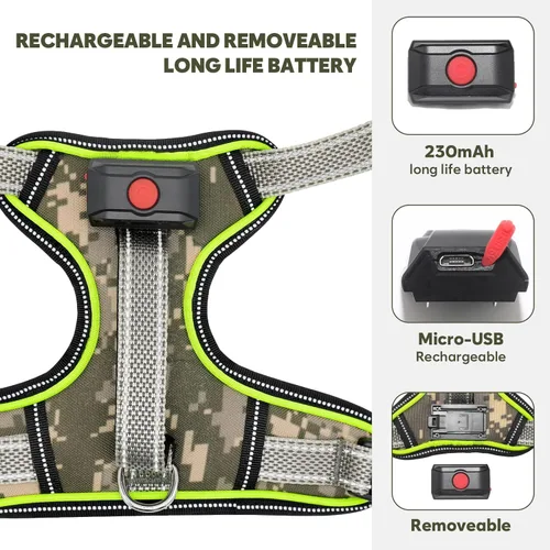 Miniatura 4 de Arnés para perro con luz LED para caminar de forma segura por la noche, chaleco de malla suave que brilla en la oscuridad, chaleco para perros