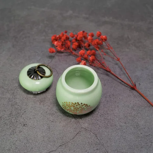 Miniatura 3 de Juego de 4 pequeñas urnas de recuerdo de cerámica para cenizas, mini urna decorativa del árbol de la vida para adultos, humanos, hombres, mujeres