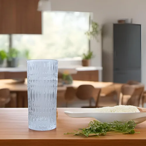 Miniatura 9 de Vasos Highball [Juego de 4] - Vasos de vidrio vintage de 15 onzas ideales para fiestas de cena - Textura única, aptos para lavavajillas