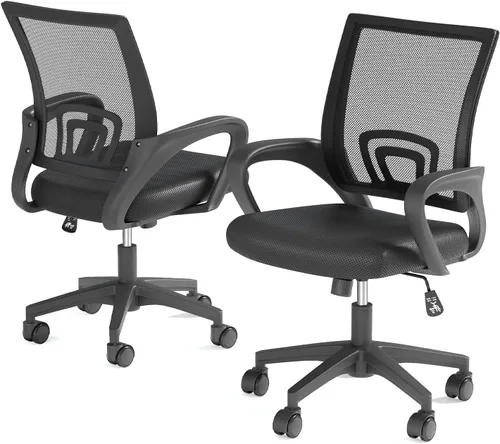 Miniatura 19 de Silla de oficina ergonómica, silla de escritorio de malla con respaldo medio, silla de computadora, color negro Soporte lumbar, modo oscilante
