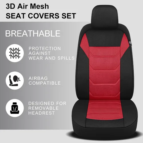 Miniatura 3 de Pariiaotin Juego de fundas de asiento delantero de automóvil de malla de aire 3D, lavables y transpirables, fundas de asiento de vehículo de primera