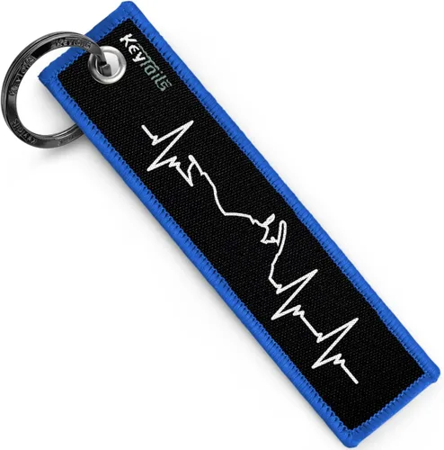 KEYTAILS Llaveros de calidad premium para motocicleta, coche, scooter, ATV, UTV [aventura, deporte dual, latido del corazón] Azul