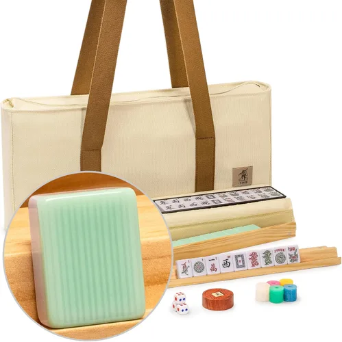 Miniatura 11 de Set de Mahjong Americano de Yellow Mountain Imports, Huntington con 166 Azulejos de Mahjong de Melamina, Estuche Blando Verde Mineral - 4 Estantes