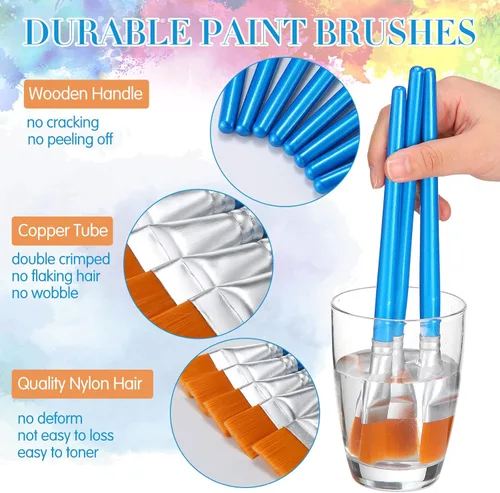Miniatura 3 de Crtiin 120 Pcs Flat Paint Brushes for Acrylic Paintbrush Bulk Art Detail Oil Brush for Adult Art Watercolor(1 Inch)