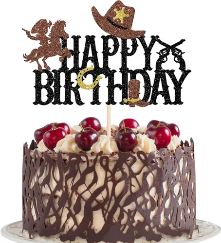 Miniatura 8 de Rsstarxi Paquete de 30 adornos de vaquero para cupcakes con purpurina para zapatos de caballo de vaquero, botas, pistola, temática occidental