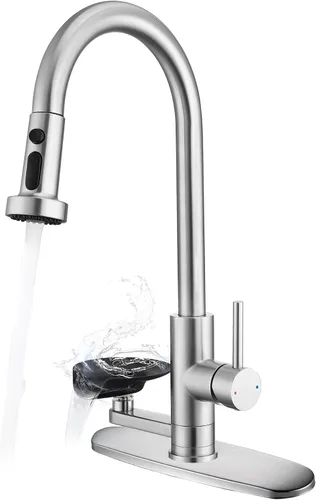 Miniatura 11 de Grifo de cocina con enjuague de vidrio para fregadero, grifo desplegable con 3 modos de pulverización y enjuague de vidrio de alta presión, grifo