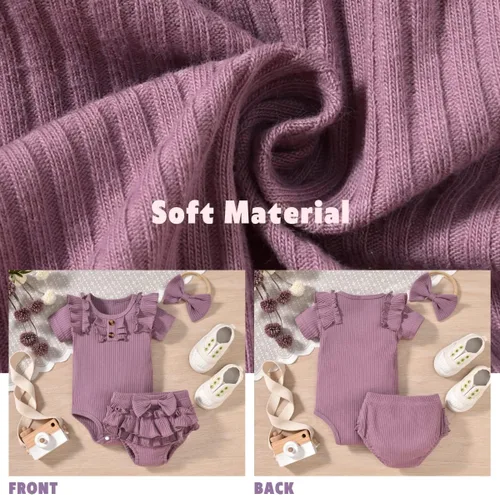 Miniatura 19 de Aalizzwell Body de manga corta para bebé niña con pantalones cortos acanalados
