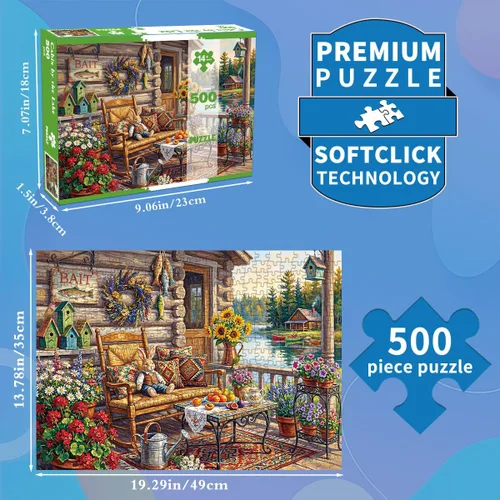 Miniatura 3 de HUADADA 500 Piece Puzzles for Adults - Cabin by the Lake - Jigsaw Puzzles for Adults 500 Piece Educational Games Premium Rustic Scenery Puzzle for