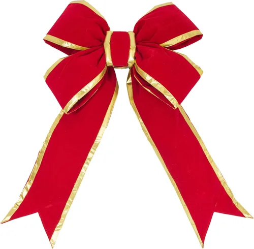 Vickerman Lazo estructural de terciopelo rojo y dorado de 12 x 15 pulgadas para exteriores, lazo para interiores, lazo festivo, lazo grande de