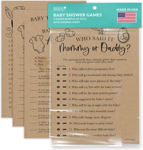 Hadley Designs 40 juegos rústicos para baby shower, género neutro: quién sabe mejor a mami, juego de baby shower, juegos de baby shower para baby