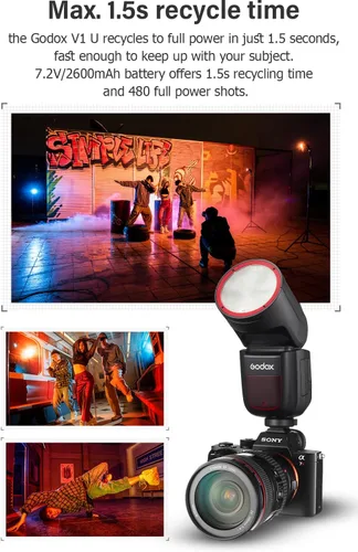 Miniatura 3 de Godox V1 O V1-O Flash con kit difusor para cámara Olympus y Panasonic, 76Ws 2.4G HSS TTL flash de cabeza redonda, 1.5s tiempo de reciclaje, 480