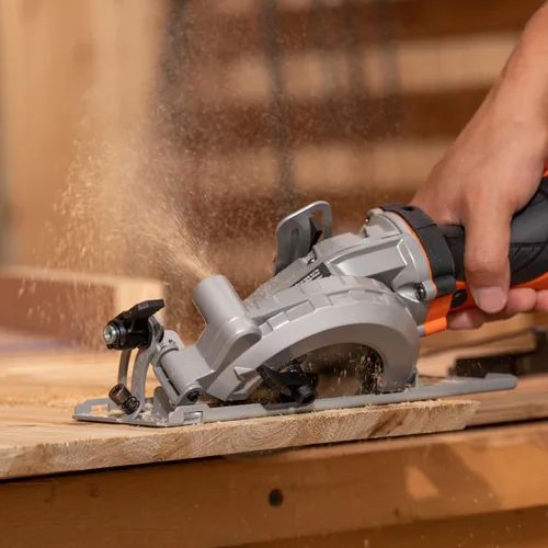 Miniatura 9 de Power Circular Saw,5.8A Mini Circular Saw,3500RPM Corded Saw Equipped with 2 Pcs 4-1/2" Blades，Maximum Cutting 1-11/16" at 90° and 1-1/8"at 45° for