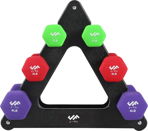 JFIT Dumbbell Pairs or Sets – Neoprene & Vinyl Coated Hand Weights for Home Gym, Strength Training, Aerobics, Cardio Exercise and Fitness