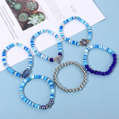 Miniatura 134 de Surfer Heishi - Pulseras apilables para mujer, apilables, de vinilo arcoíris, disco de arcilla, pulseras elásticas para la amistad, joyería bohemia