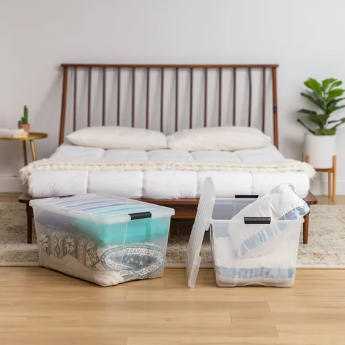 Miniatura 4 de IRIS USA 94 Qt - Contenedores de almacenamiento de plástico apilables con tapas, paquete de 2 - Libre de BPA, fabricado en EE. UU. - Solución