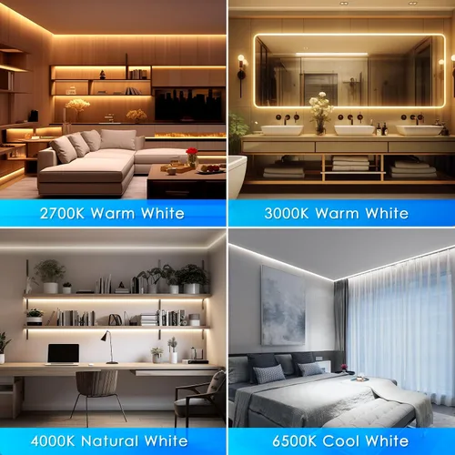 Miniatura 4 de CCT COB Smart LED Strip – 32.8 pies/32.8 ft sintonizable blanco 2700K-6500K 24V tira de luz regulable con control remoto 6400LEDs CRI90+ compatible