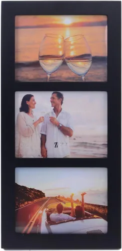 Miniatura 12 de Marco de fotos de collage de 2 aperturas de 4 x 6 pulgadas con vidrio inastillable y madera negra de 4 x 6 pulgadas, 2 marcos de fotos para fotos