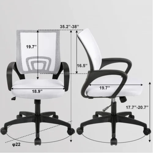 Miniatura 2 de Silla de oficina ergonómica de malla, silla de computadora con soporte lumbar y reposabrazos, silla de escritorio ajustable para computadora