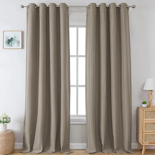 Miniatura 19 de H.VERSAILTEX Cortinas Opacas de Lino de 45 Pulgadas de Largo para Dormitorio/Sala de Estar con Aislamiento Térmico con Ojales, Cortinas con Textura