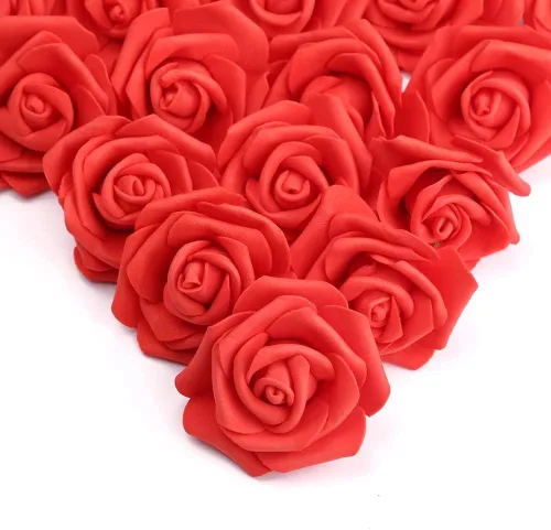 Miniatura 22 de IPOPU 100 unidades de rosas artificiales de aspecto real, rosas falsas de color rosa bebé, rosas de espuma rubor para centros de mesa de boda, Rosa