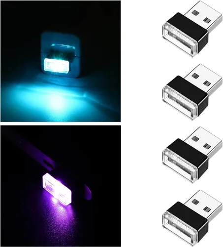 Miniatura 14 de Ziciner 6 PCS Lámpara de Ambiente Interior de Coche LED USB, Mini Luz Nocturna LED Portátil, Kit de Iluminación Ambiental de Maletero con Interfaz