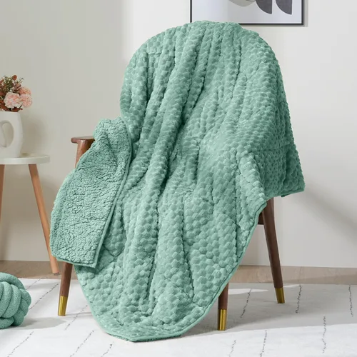 Miniatura 9 de Wemore Manta con peso de forro polar para adultos (48 x 72 pulgadas, 15 libras, negra), manta pesada de sherpa suave y acogedora de doble cara