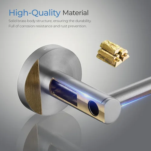 Miniatura 3 de Kibi Portarrollos circulares de papel higiénico – Moderno soporte de papel higiénico montado en la pared, construcción de latón resistente, Níquel