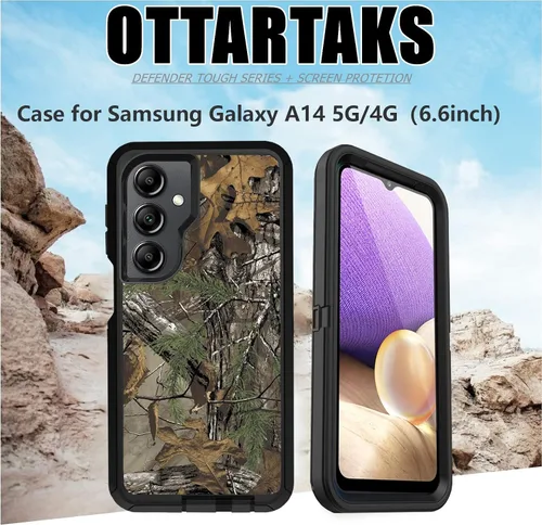 Miniatura 7 de Funda compatible con Samsung Galaxy A14 5G con protector de pantalla, protección de grado militar, resistente de 3 capas a prueba de golpes