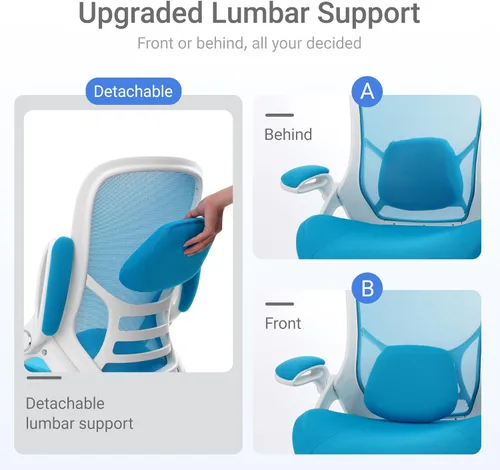 Miniatura 5 de HYLONE Silla de Oficina de Servicio Pesado de 400 libras, Silla de Escritorio Ergonómica con Asiento Engrosado de 5", Reposabrazos Ajustables, Marco