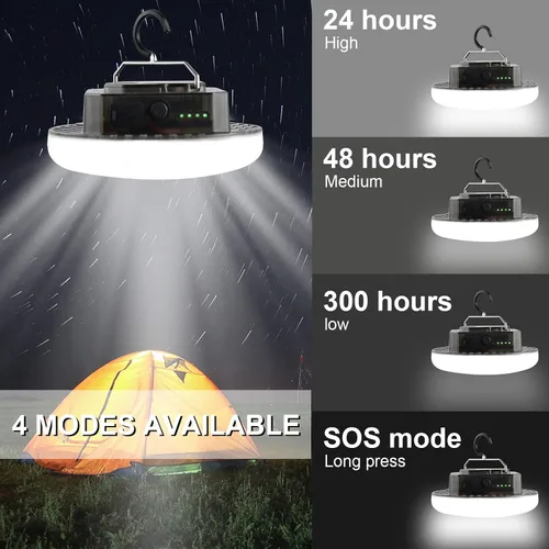 Miniatura 3 de IODOO Luz de campamento recargable de 10000 mAh 4000LM con sensor de movimiento y radar, tiempo de espera de 72 horas, linterna de campamento