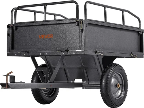 Miniatura 9 de VEVOR 10 pies cúbicos y 500 libras de remolque para ATV con función de descarga, remolque de utilidad para UTV de carga pesada, remolque de descarga