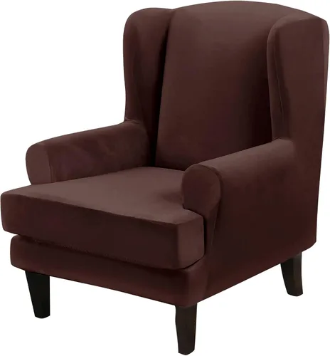 Miniatura 26 de MIFXIN Wingback - Funda para silla, de terciopelo de 2 piezas, elásticas, con funda de cojín, suave, lavable, protector de muebles para sala