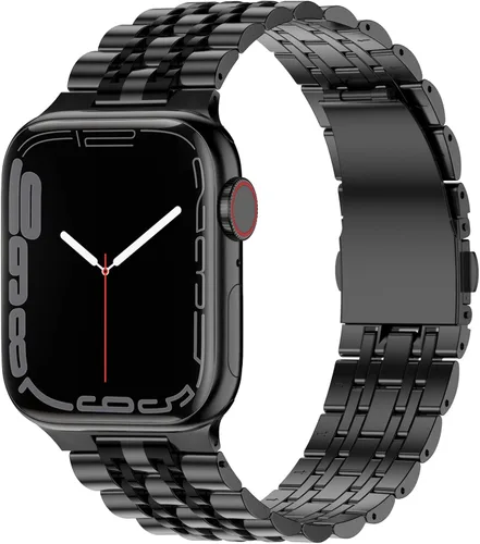 Anlinser Correas de metal compatibles con Apple Watch de 1.65, 1.61, 1.57, 1.49 pulgadas para mujeres y hombres, correa de repuesto de acero Negro