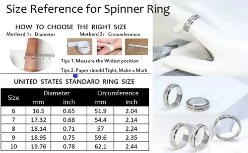 Miniatura 7 de Renkovte Anxiety Ring for Women MenSpinner Rings for Anxiety Women Stress ReliefKeep Going Fidget Rings Cool Ring Titanium SteelSize 6-10mm