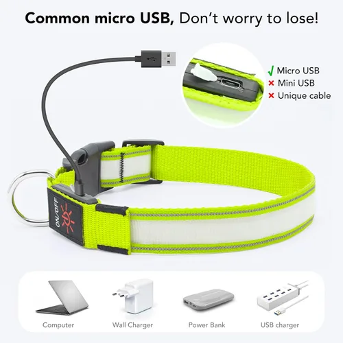 Miniatura 2 de Collares de perro con luz, collar de perro con luces LED, recargable, impermeable, collar iluminado totalmente ajustable, collar de perro oscuro