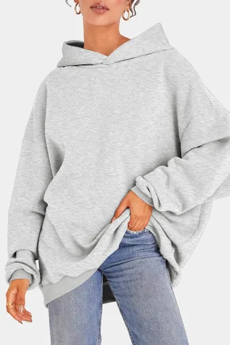 Miniatura 4 de Trendy Queen Sudaderas con capucha de vellón de gran tamaño para mujer, cómodas, casuales, sueltas, ligeras, ropa de otoño e invierno