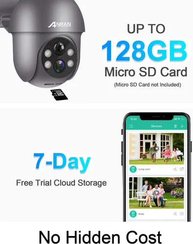 Miniatura 9 de ANRAN - Cámara de seguridad inalámbrica para exteriores con visión de 360°, cámara solar para exteriores con sirena inteligente, focos, visión Gris