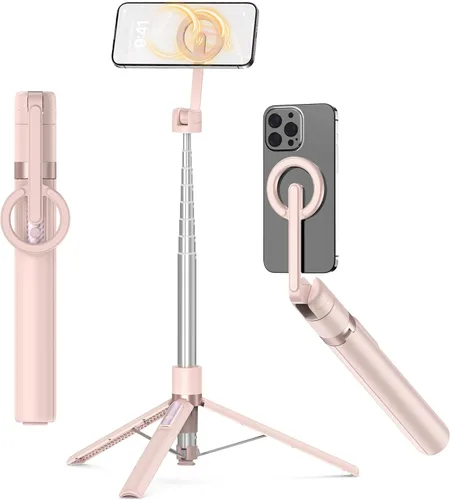 Miniatura 13 de TONEOF Trípode de palo de selfie magnético de 68" con soporte magnético fuerte de aluminio para Magsafe, soporte de trípode para teléfono de viaje