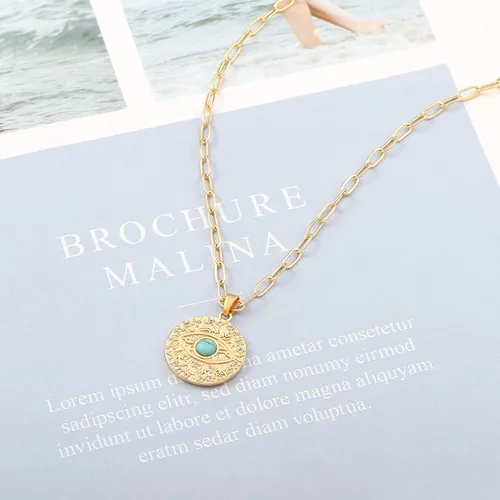 Miniatura 6 de Aobei Pearl Collar chapado en oro de 18 quilates con dije de cruz de corazón, corazón, estrella, león, mal de ojo, amor, medallón, clip de papel