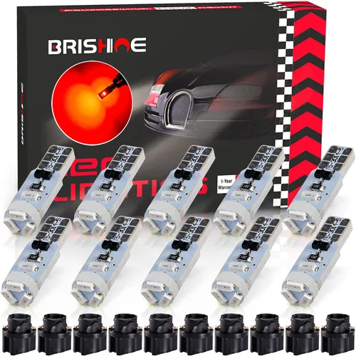Miniatura 8 de 10X Bombillas LED T5 Ámbar Amarilla Canbus Sin Errores 3014 Chipsets 74 2721 37 PC74 70 73 17 Bombillas LED para Interior, Panel de Instrumentos