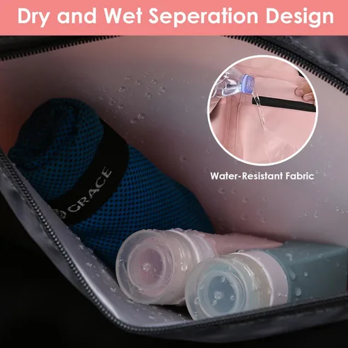 Miniatura 5 de Pequeña bolsa de viaje para mujeres y hombres, bolsas de gimnasio con bolsillo húmedo y compartimento para zapatos, bolsa de hospital de compras