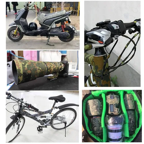 Miniatura 5 de Cinta adhesiva protectora de camuflaje de 5 cm x 5 m, cinta de camuflaje impermeable y elástica, cinta de envoltura para acampar al aire libre
