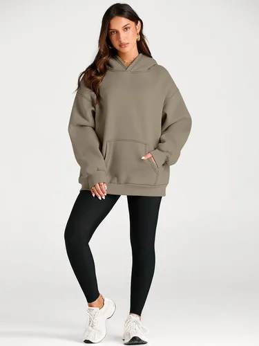 Miniatura 77 de Trendy Queen - Sudaderas extragrandes con capucha para mujer, suéteres de manga larga, sin botones, de vellón, de otoño, ropa de invierno
