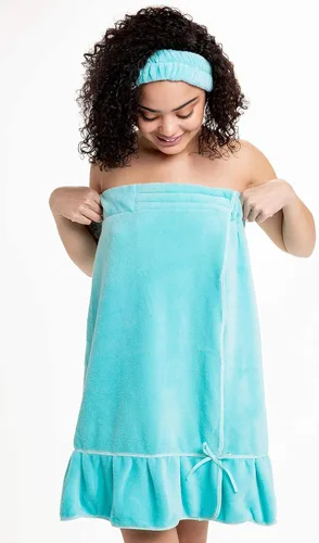 Miniatura 3 de Envoltura de spa - Toalla para mujer - Envoltura de bata de spa para mujer - Pareo de playa - Batas de dama de honor - Aqua