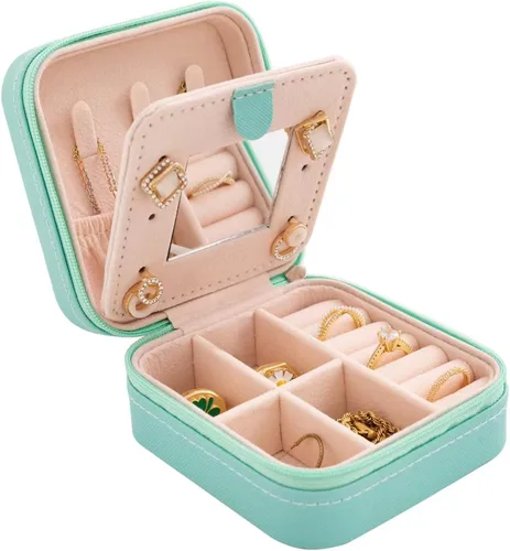 Miniatura 18 de KElofoN Estuche de viaje para joyas Caja de viaje para joyas Organizador de joyas de viaje Pequeño estuche organizador de joyas para niñas y mujeres