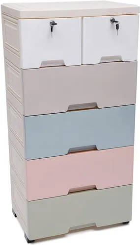 Miniatura 9 de Almacenamiento de cajones de plástico, 6 cajones de ropa, organizador alto de cómoda, cajones de almacenamiento de plástico resistente, gabinete