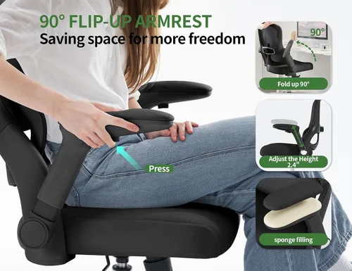 Miniatura 6 de Silla de oficina Silla de escritorio ergonómica cómoda: Silla de computadora de malla de 400 libras, sillas ergonómicas para juegos con ruedas, Negro