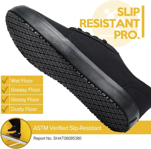 Miniatura 2 de Zapatos de trabajo antideslizantes para hombres y mujeres, unisex, color negro, casual, resistentes a las manchas y al aceite, tenis de servidor