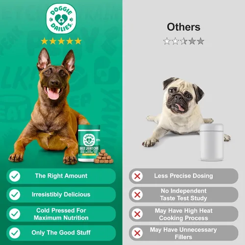 Miniatura 7 de Doggie Dailies, suplemento para cadera y articulaciones para perros, glucosamina y condroitina, masticables premium para cadera y articulaciones